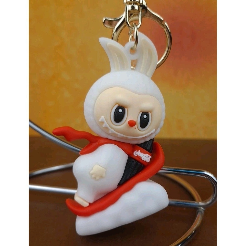 Labubu Skiing With‎ Coca Cola Bottle 3D PVC Keychain Backpack Clip 8" Long